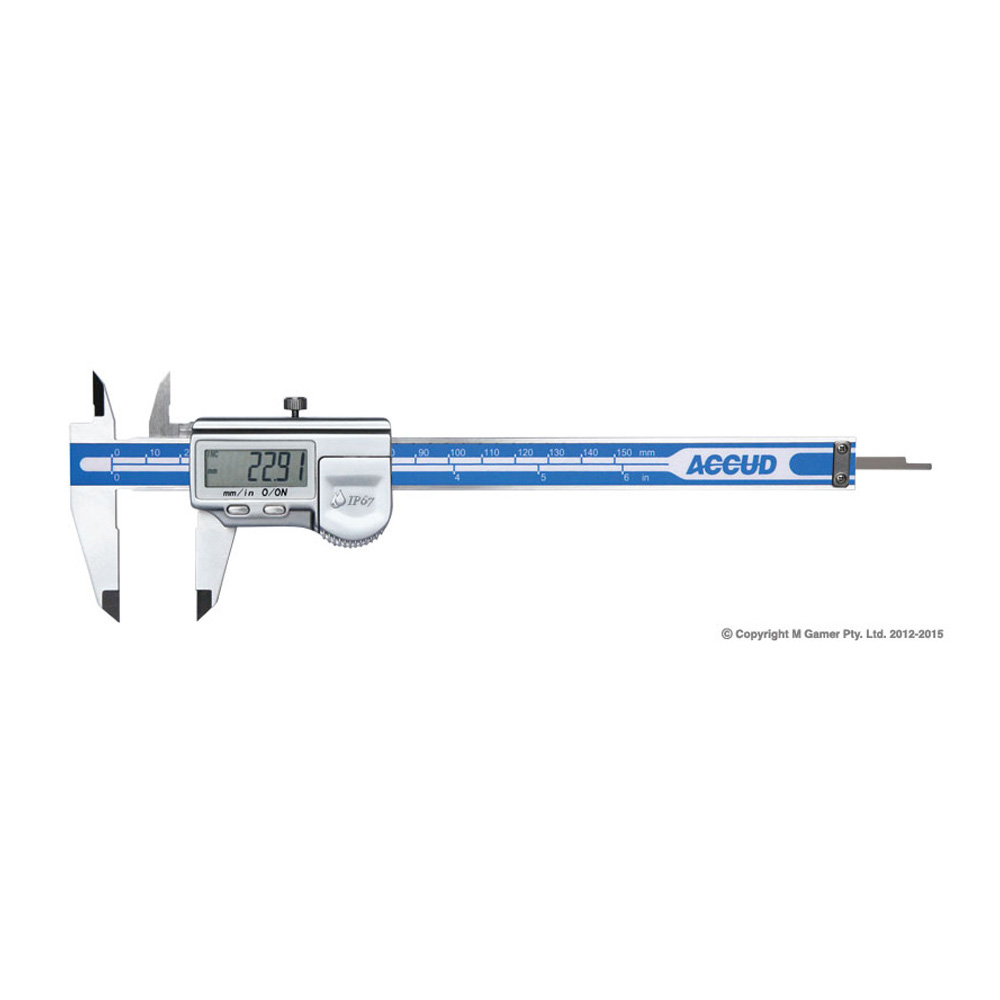 Accud 0-200mm/0-8" Coolant Proof Digital Caliper IP67