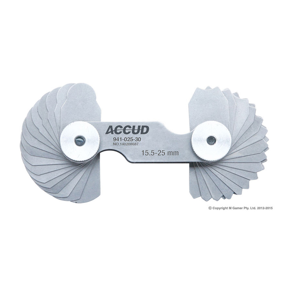 Accud 15.5-25mm Radius Gauge (15x2 leaves)