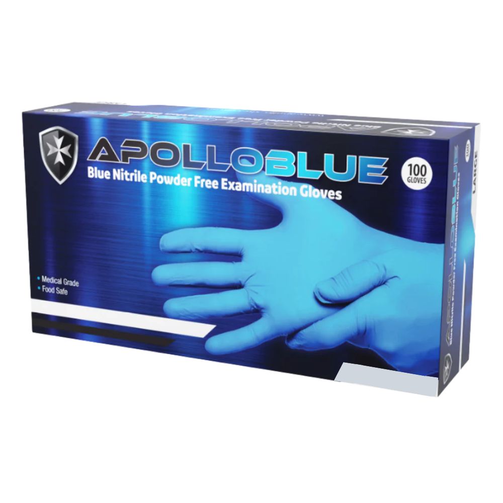 ApolloBlue Nitrile Blue Powder Free Examination Glove Small