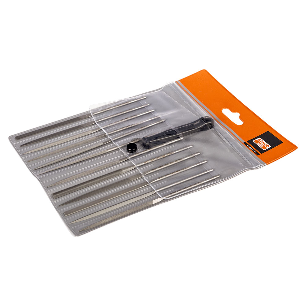 Bahco Needle File Set, 12 Pce In Wallet, 5.1/2″, 14cm, Smooth Cut, No