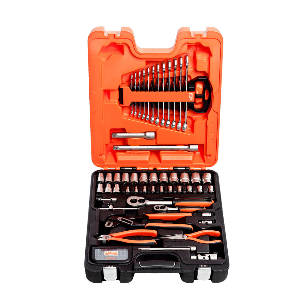 Bahco 1/4" and 1/2" Square Drive Socket Set with Metric Hex Profile and Combination Wrench/Bit Set/Pliers