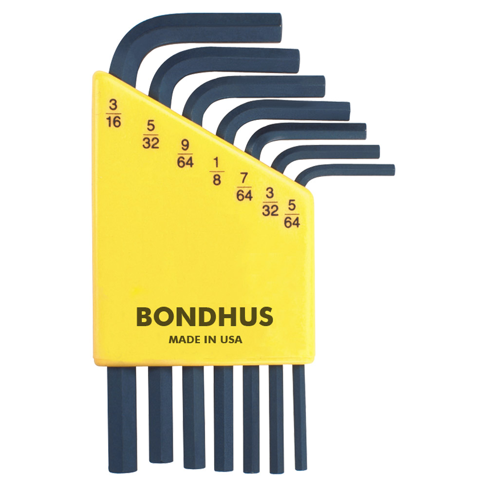 BONDHUS SET 7 HEX L-WR SHORT 5/64-3/16"