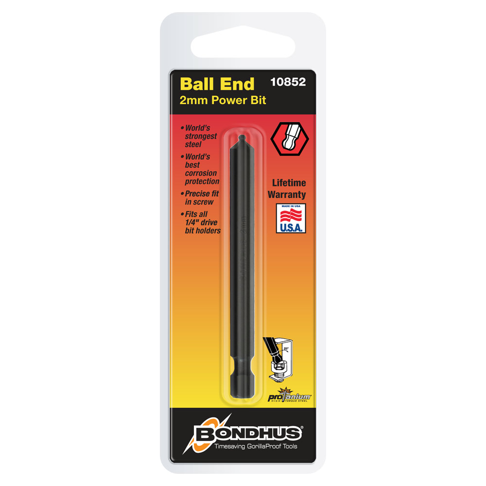 BONDHUS 2.0MM BALL END POWER BIT 3" (76MM)