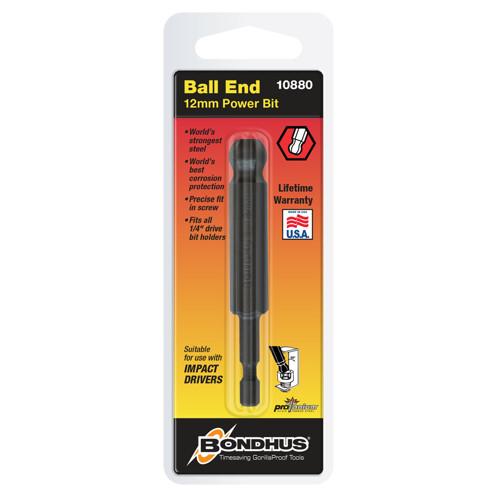 BONDHUS 12MM BALL END POWER BIT 3" (76MM)