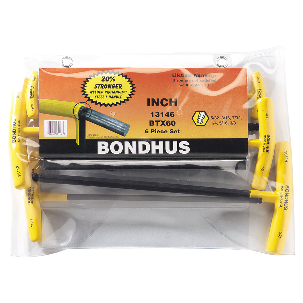 BONDHUS SET 6 BALL END T-HANDLE 5/32-3/8" POUCH