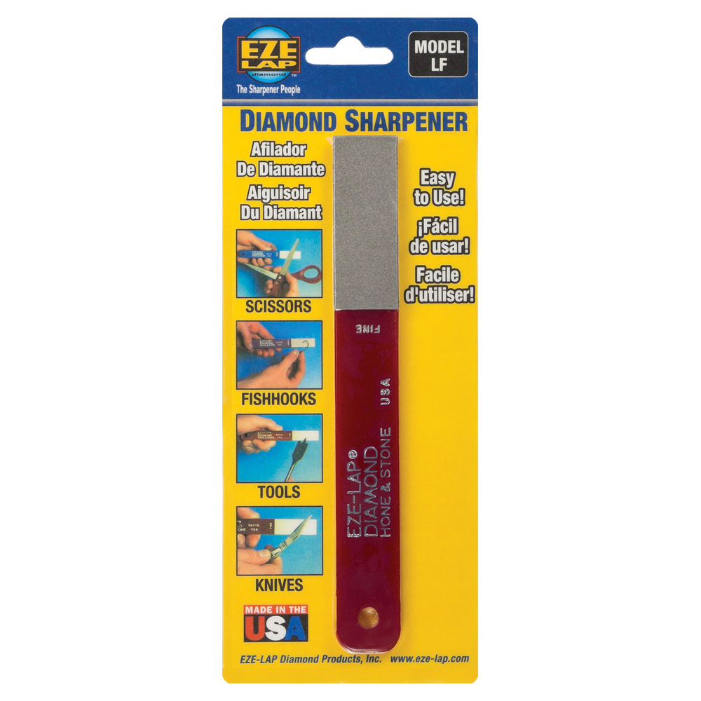 HONE STONE & HOOK SHARPENER Fine Pad on 6"x3/4" Red Handle