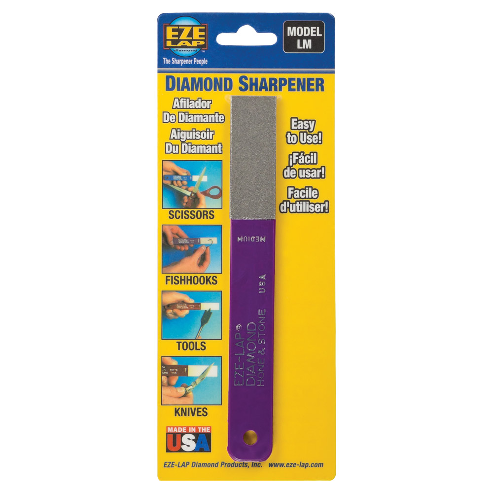 HONE STONE & HOOK SHARPENER Med Pad on 6"x3/4" Purple Handle