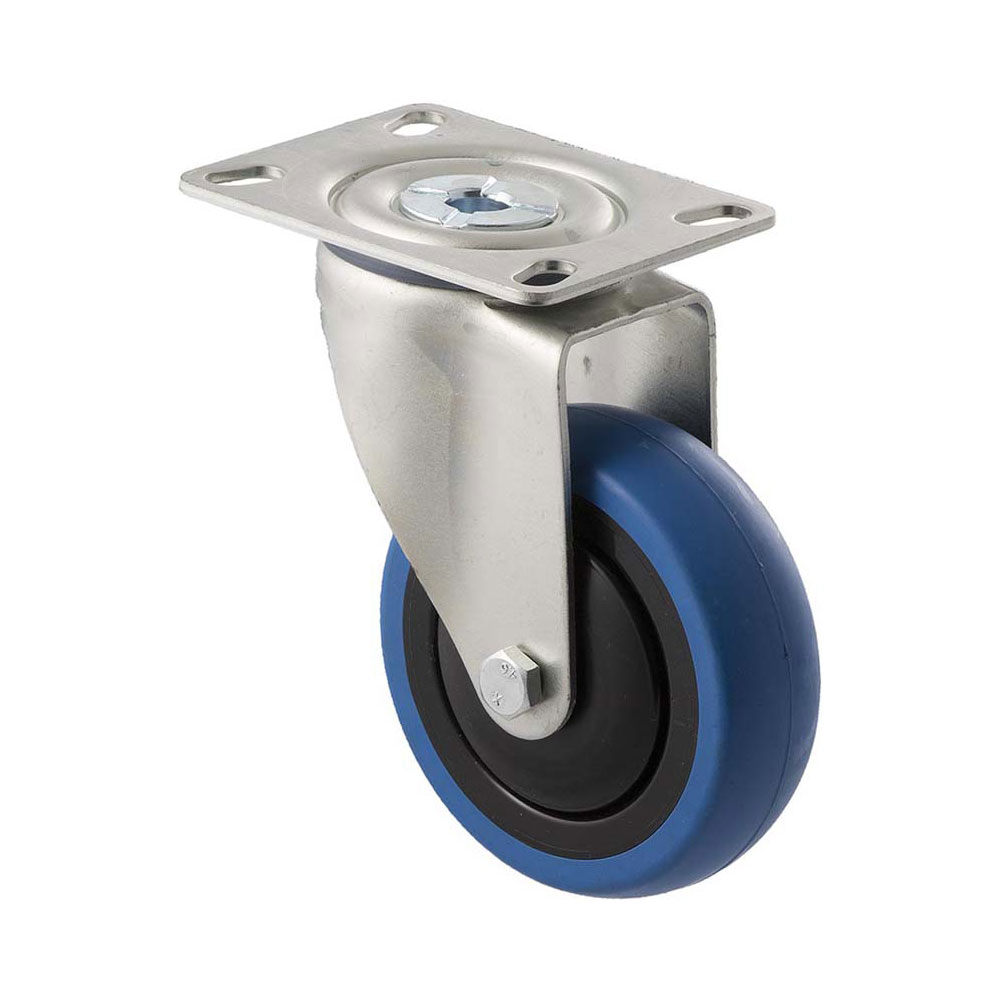 100mm C100 Blue High Resilience Elastomer Ball Bearing Swivel Plate 100kg Castors