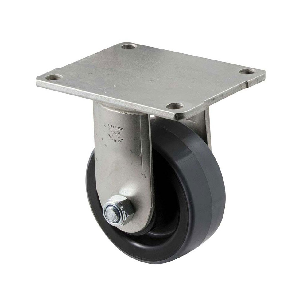 100mm H100 Polyurethane On Nylon Roll Bearing Fixed Plate 300kg Castors