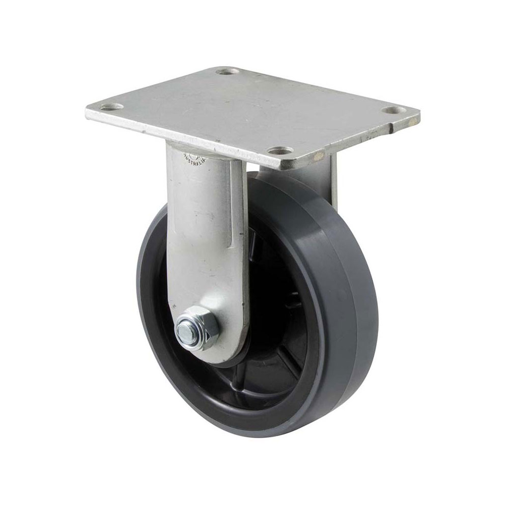 125mm H125 Polyurethane On Nylon Roll Bearing Fixed Plate 350kg Castors