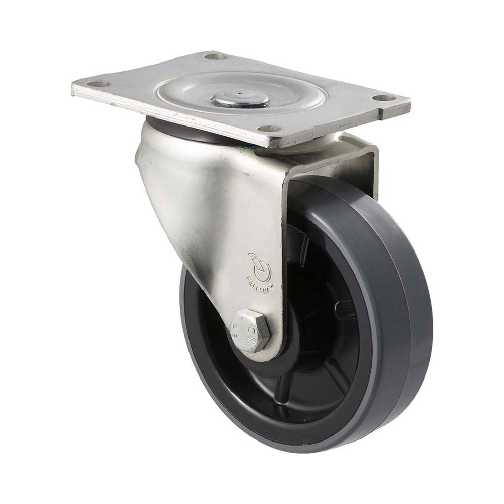 125mm H125 Polyurethane On Nylon Roll Bearing Swivel Plate 350kg Castors