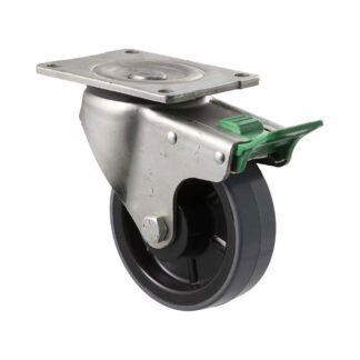 125mm H125 Polyurethane On Nylon Roll Bearing Swivel Plate And Direction Lock 350kg Castors