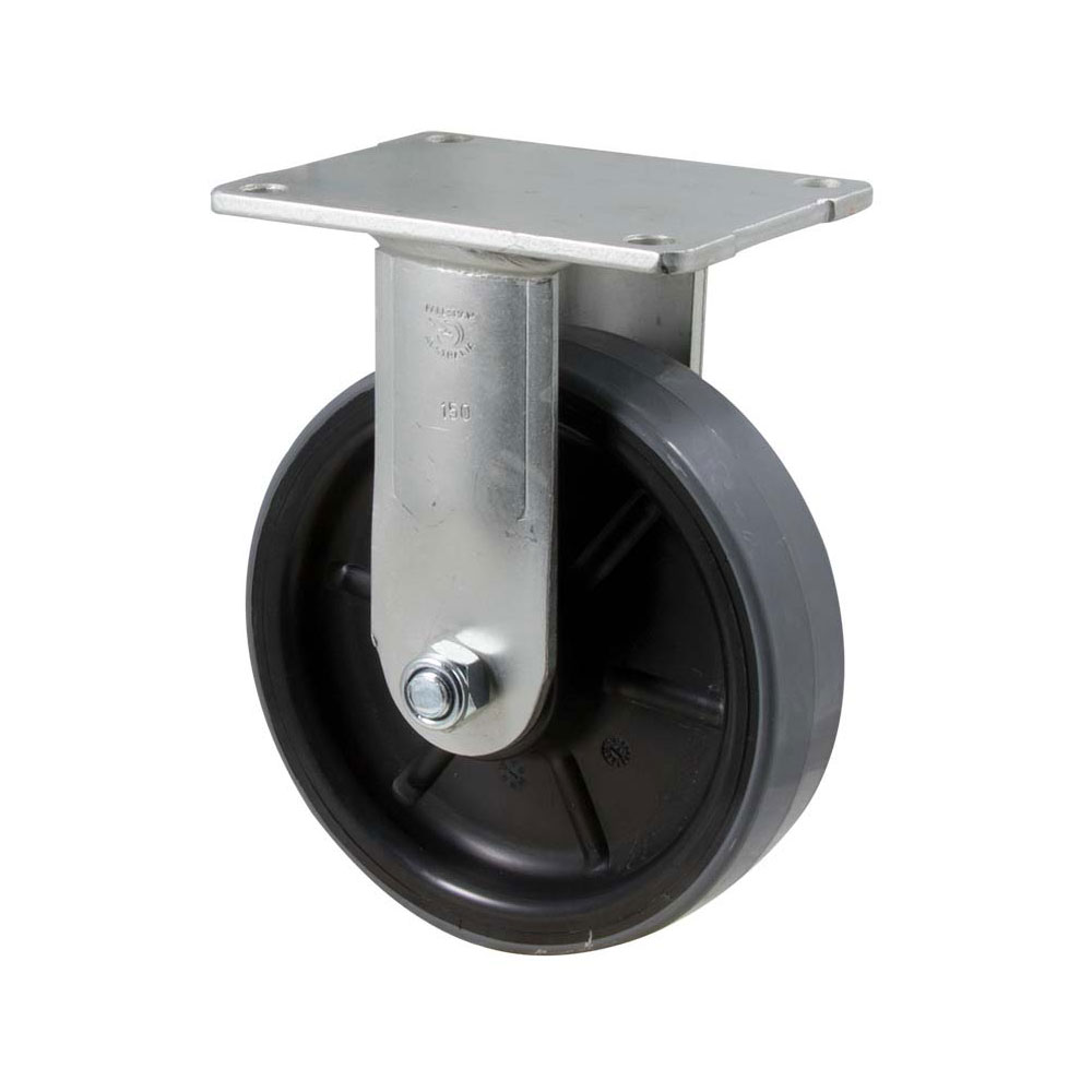 150mm H150 Polyurethane On Nylon Roll Bearing Fixed Plate 450kg Castors
