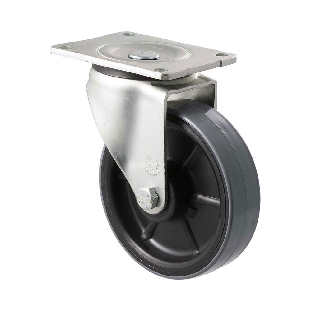 150mm H150 Polyurethane On Nylon Roll Bearing Swivel Plate 450kg Castors