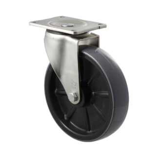 200mm H200 Polyurethane On Nylon Roll Bearing Swivel Plate 500kg Castors