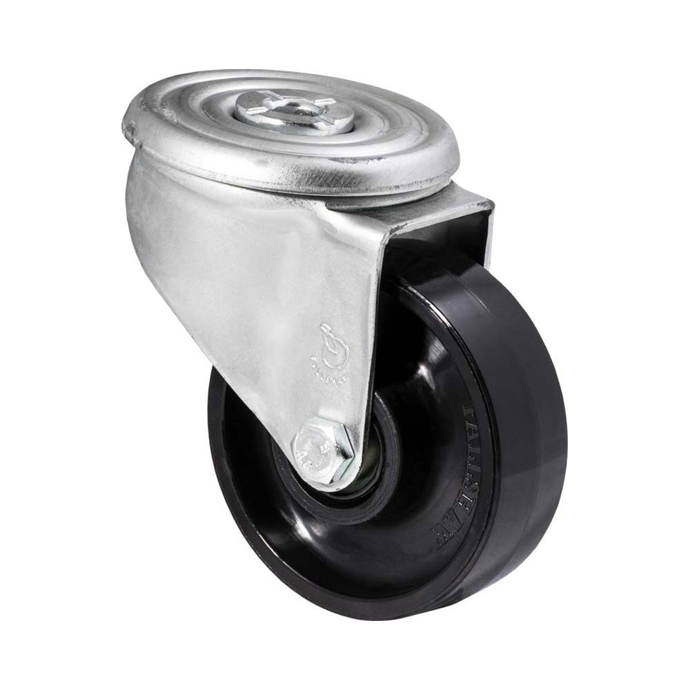 100mm J100 Hard Nylon Roll Bearing Bolt Hole 300kg Castors