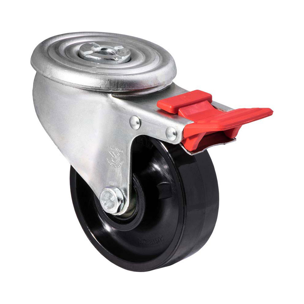 100mm J100 Hard Nylon Roll Bearing Bolt Hole And Total Brake 300kg Castors