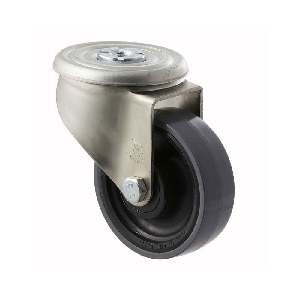 100mm J100 Polyurethane On Nylon Roll Bearing Bolt Hole 300kg Castors