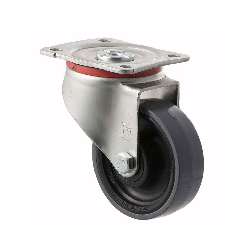 100mm J100 Polyurethane On Nylon Roll Bearing Swivel Plate 300kg Castors