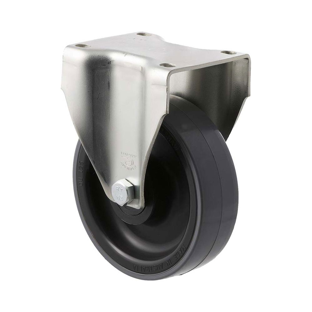 125mm J125 Polyurethane On Nylon Roll Bearing Fixed Plate 300kg Castors