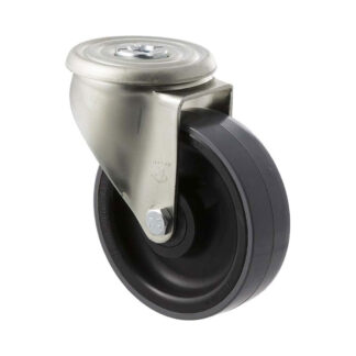 125mm J125 Polyurethane On Nylon Roll Bearing Bolt Hole 300kg Castors