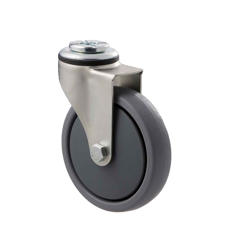 100mm K100 Thermoplastic Elastomer Plain Bearing Bolt Hole 50kg Castors