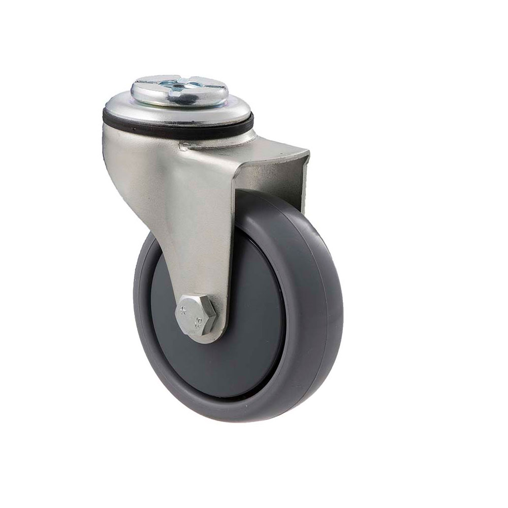 75mm K75 Thermoplastic Elastomer Plain Bearing Bolt Hole 50kg Castors