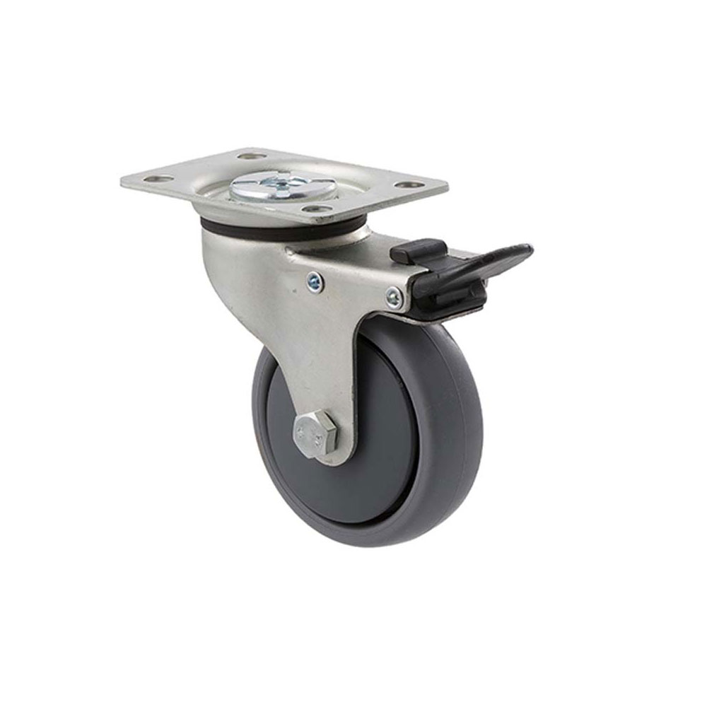 75mm K75 Thermoplastic Elastomer Plain Bearing Swivel Plate And Total Brake 50kg Castors