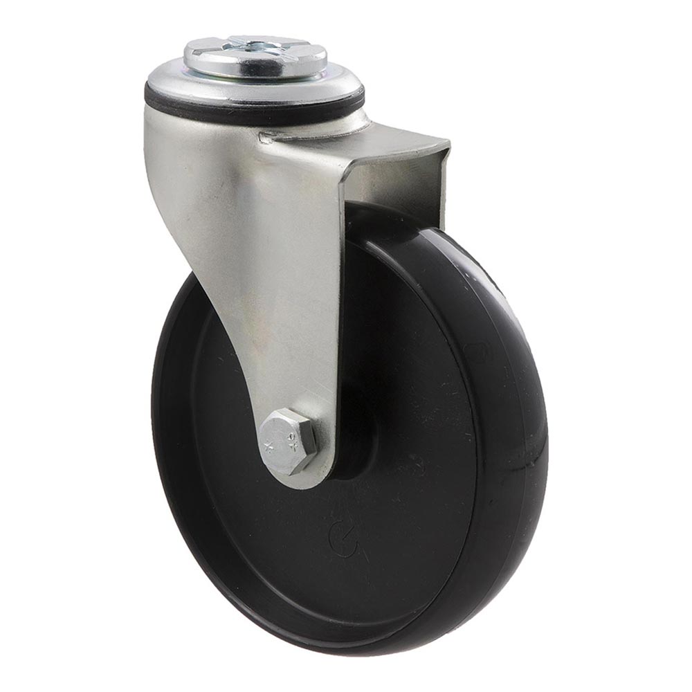 100mm K100 Hard Nylon Plain Bearing Bolt Hole 70kg Castors
