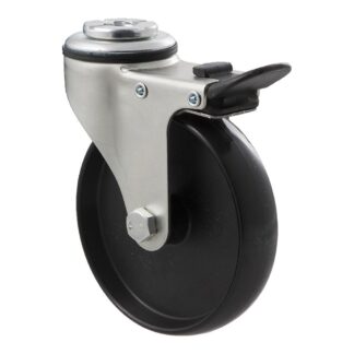 100mm K100 Hard Nylon Plain Bearing Bolt Hole And Total Brake 70kg Castors