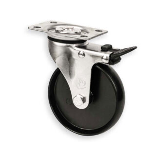 100mm K100 Hard Nylon Plain Bearing Swivel Plate And Total Brake 70kg Castors