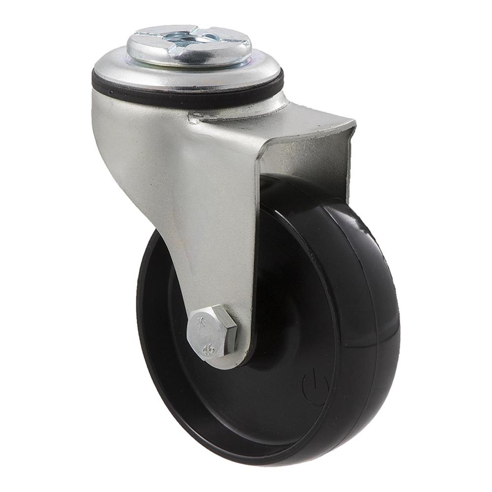 75mm K75 Hard Nylon Plain Bearing Bolt Hole 65kg Castors