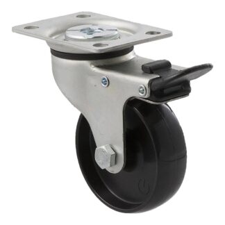 75mm K75 Hard Nylon Plain Bearing Swivel Plate And Total Brake 65kg Castors