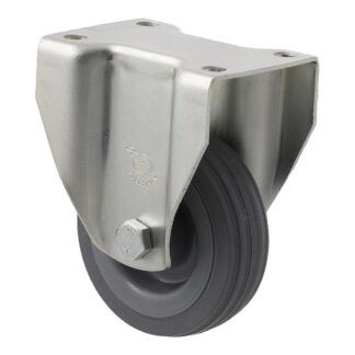 75mm K75 Grey Rubber Plain Bearing Fixed Plate 50kg Castors
