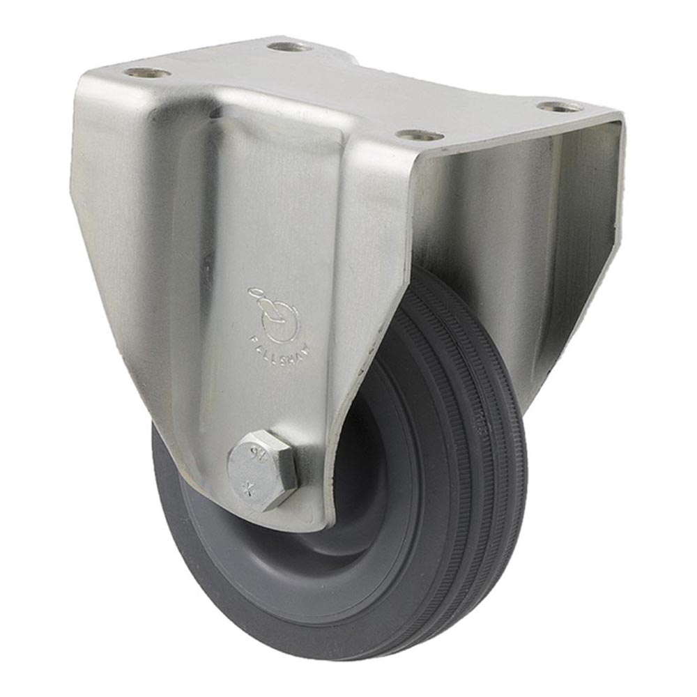75mm K75 Grey Rubber Plain Bearing Fixed Plate 50kg Castors