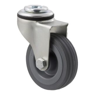 75mm K75 Grey Rubber Plain Bearing Bolt Hole 50kg Castors
