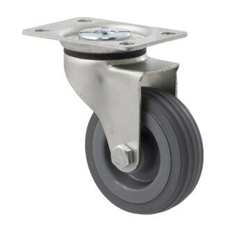 75mm K75 Grey Rubber Plain Bearing Swivel Plate 50kg Castors