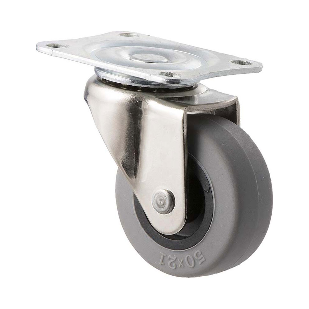 50mm L50 Thermoplastic Elastomer Plain Bearing Swivel Plate 30kg Castors