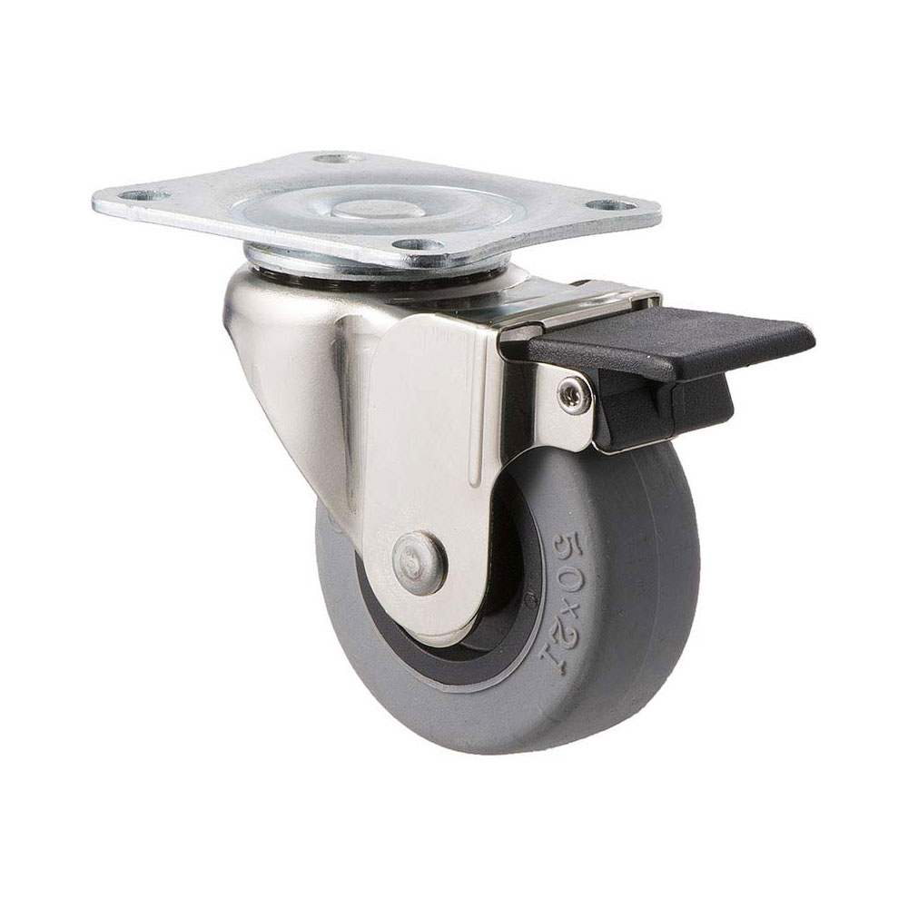 50mm L50 Thermoplastic Elastomer Plain Bearing Wheel Brake Plate 30kg Castors