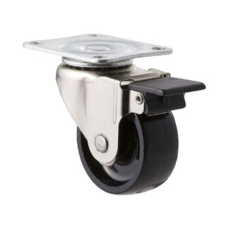 50mm L50 Hard Nylon Plain Bearing Wheel Brake Plate 30kg Castors