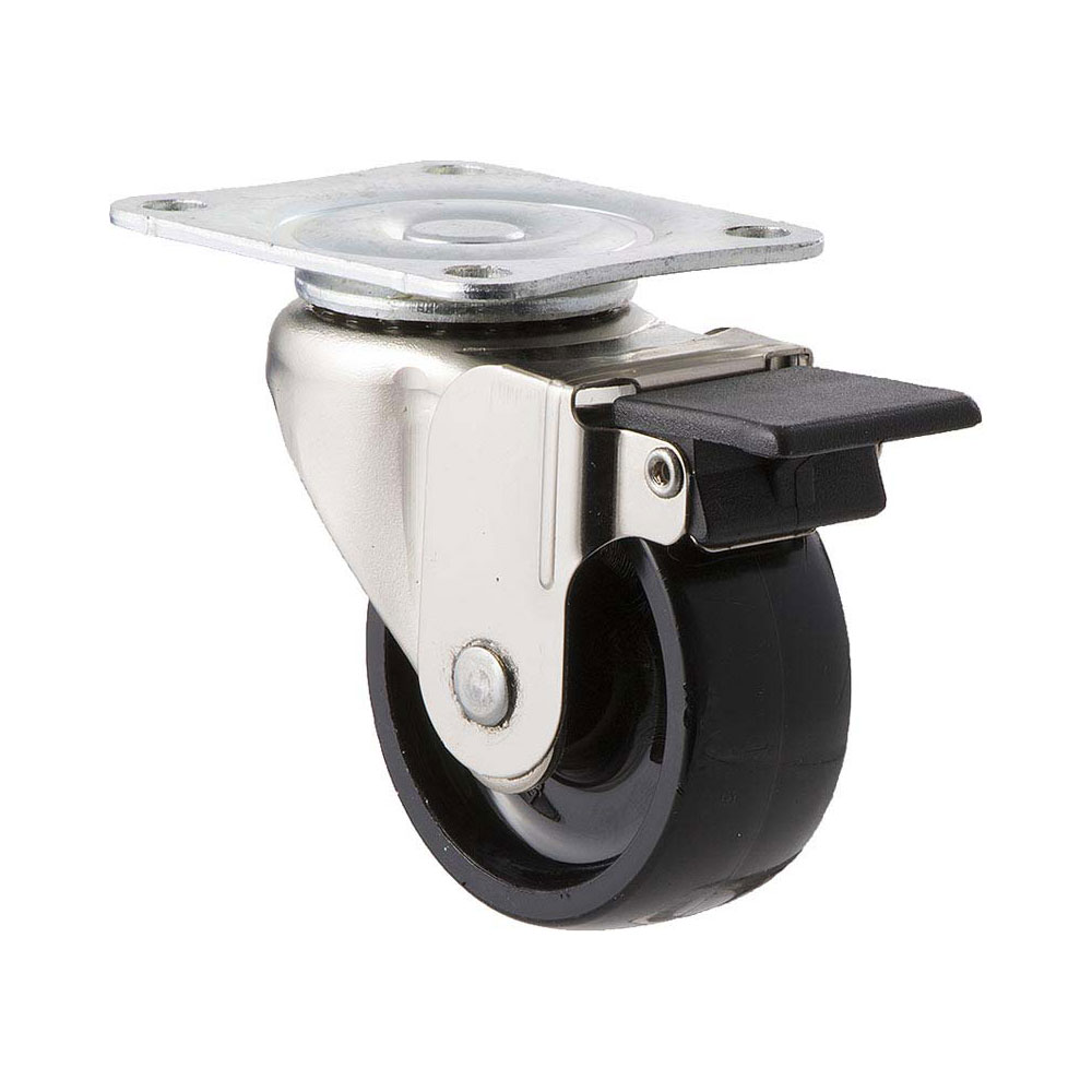 50mm L50 Hard Nylon Plain Bearing Wheel Brake Plate 30kg Castors