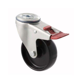 100mm M100 Nylon Plain Bearing Bolt Hole And Total Brake 150kg Castors
