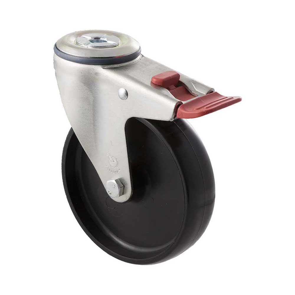 125mm M125 Nylon Plain Bearing Bolt Hole And Total Brake 150kg Castors