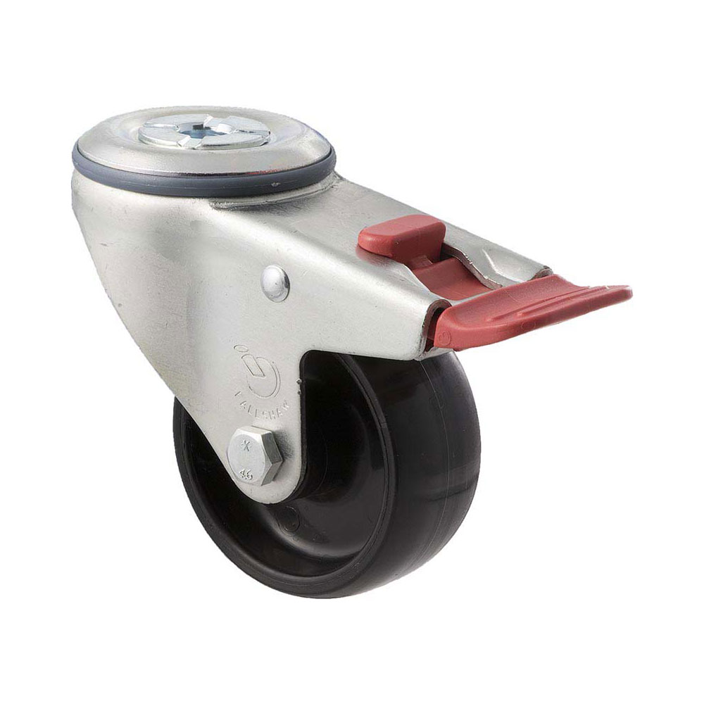 75mm M75 Nylon Plain Bearing Bolt Hole And Total Brake 150kg Castors