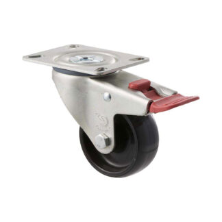 75mm M75 Nylon Plain Bearing Swivel Plate And Total Brake 150kg Castors