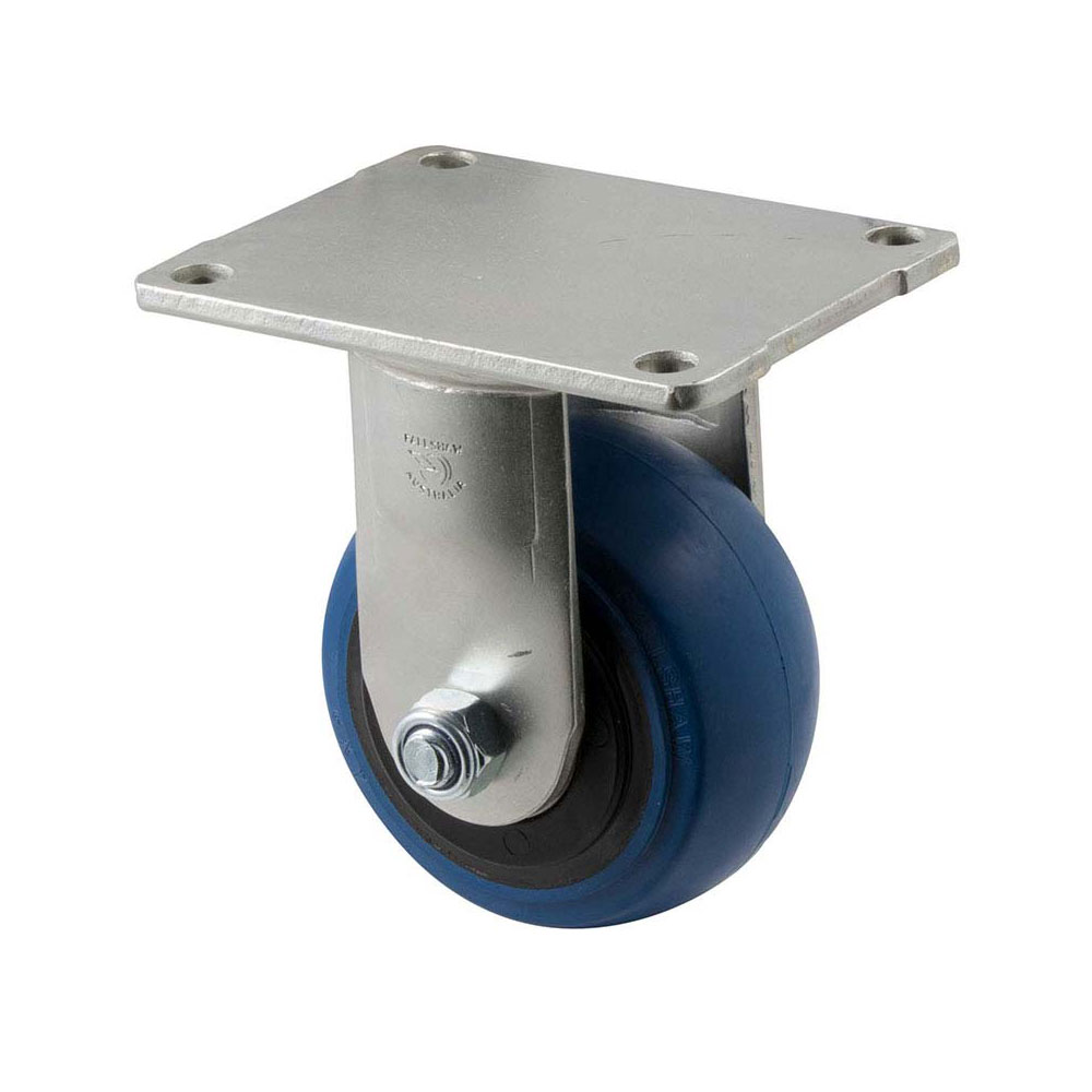 100mm O100 Blue High Resilience Elastomer Ball Bearing Fixed Plate 300kg Castors