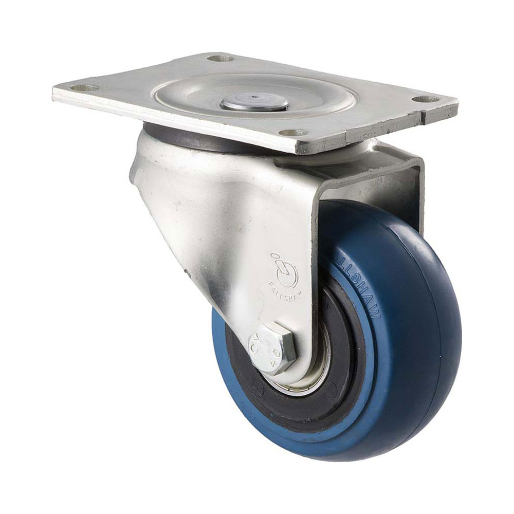 100mm O100 Blue High Resilience Elastomer Ball Bearing Swivel Plate 300kg Castors