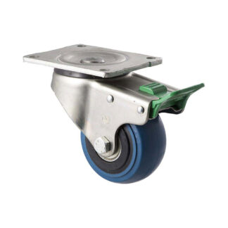 100mm O100 Blue High Resilience Elastomer Ball Bearing Swivel Plate And Direction Lock 300kg Castors