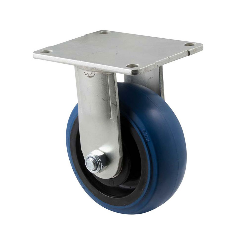 125mm O125 Blue High Resilience Elastomer Ball Bearing Fixed Plate 350kg Castors