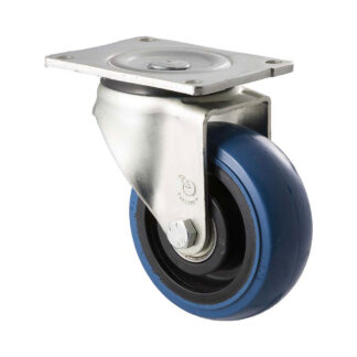 125mm O125 Blue High Resilience Elastomer Ball Bearing Swivel Plate 350kg Castors